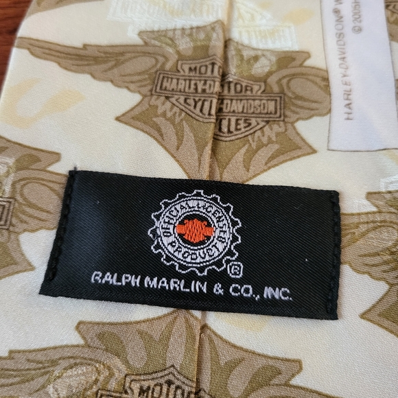Harley Davidson Silk Tie Cream and nude Ralph Marlin & Co - Picture 4 of 12